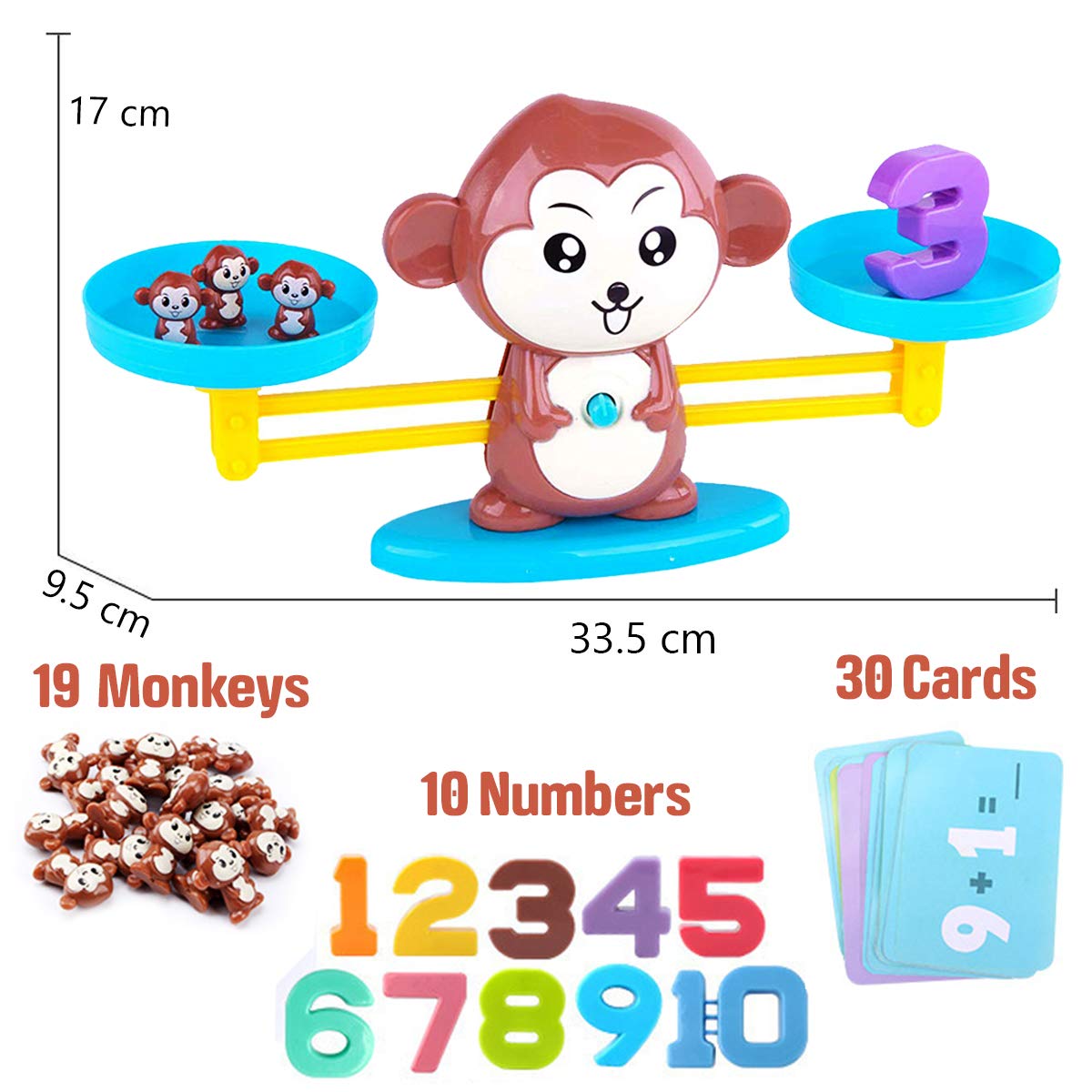 CozyBomB™ Monkey Balance Counting Toys Cool Math Games - STEM Preschool Educational Toys for 3 4 5 Year olds Cool Math Educational Kindergarten - Number Toddler Learning Games for Boys and Girls