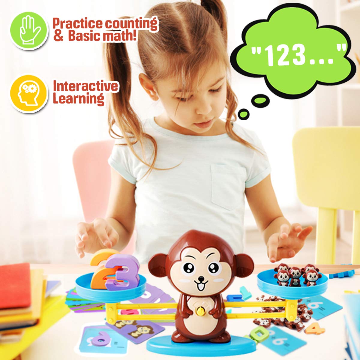 CozyBomB™ Monkey Balance Counting Toys Cool Math Games - STEM Preschool Educational Toys for 3 4 5 Year olds Cool Math Educational Kindergarten - Number Toddler Learning Games for Boys and Girls