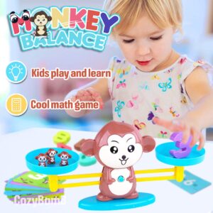 CozyBomB™ Monkey Balance Counting Toys Cool Math Games - STEM Preschool Educational Toys for 3 4 5 Year olds Cool Math Educational Kindergarten - Number Toddler Learning Games for Boys and Girls