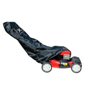 Lawn mower Cover,Heavy Duty with Extreme Waterproof Protection. Rugged, Flexible Oxford Fabric with Eco-Friendly PU Coating. Upgraded Protective Reflective Strip with Water Proof Strip at Seam