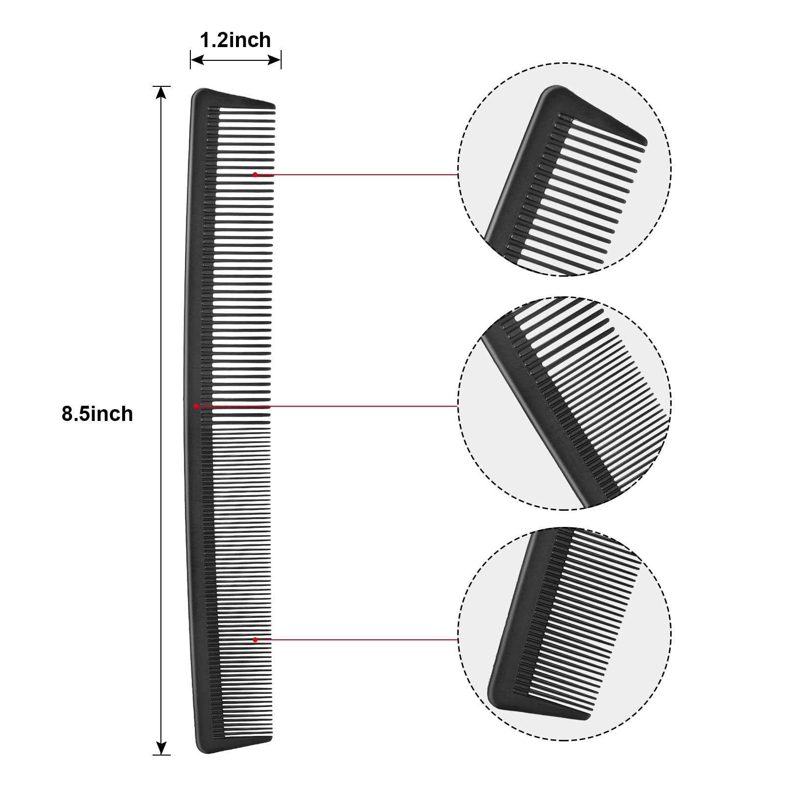 3 Pack Black Carbon Barber Fiber Cutting Comb,Fine Tooth Hair Comb,Hairdressing Styling Combs,Heat Resistant Combs,Styling Combs for Salon (Style G)