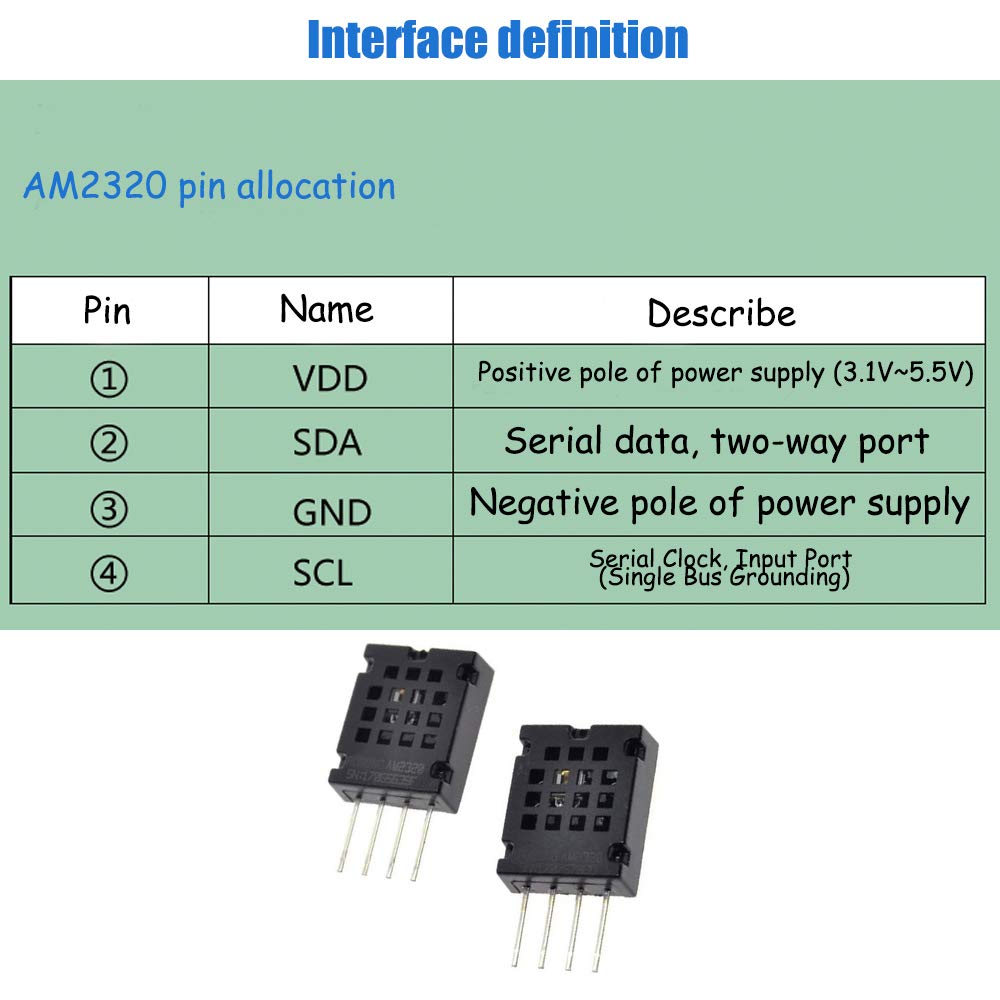 KOOBOOK 2Pcs AM2320 AM2320B Digital Temperature Humidity Sensor Replace SHT10 SHT11 for Arduino