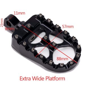 Hopider CNC Wide Foot Pegs 360° Roating MX Chopper Bobber Style for harley Dyna Sportster Fatboy Iron 883,Black