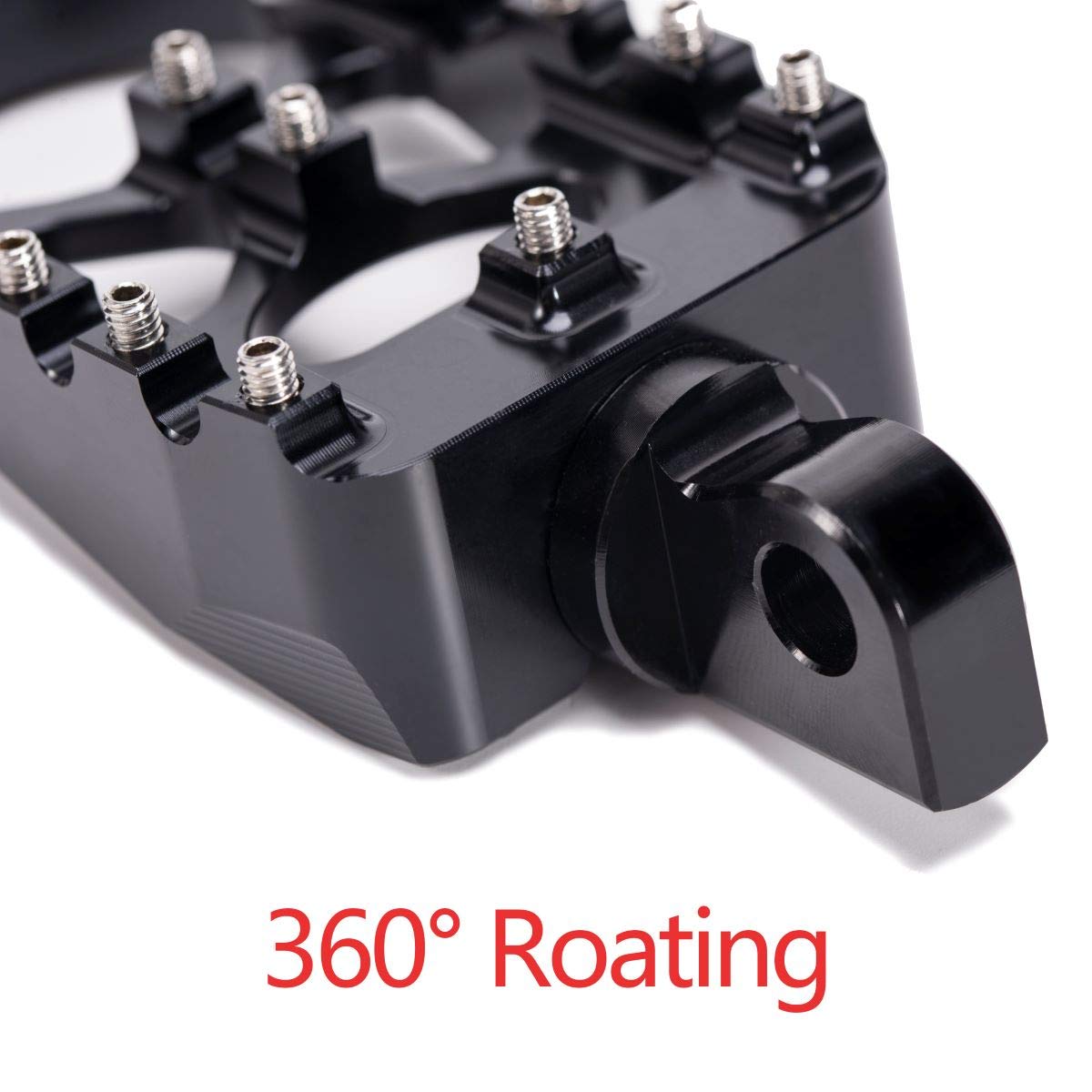 Hopider CNC Wide Foot Pegs 360° Roating MX Chopper Bobber Style for harley Dyna Sportster Fatboy Iron 883,Black