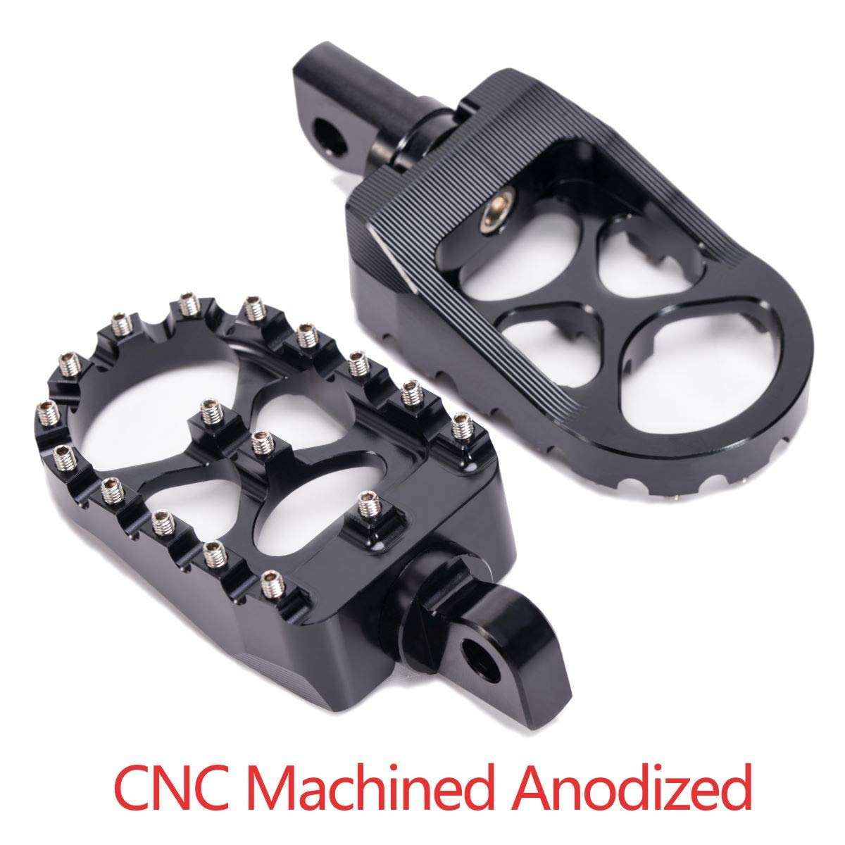 Hopider CNC Wide Foot Pegs 360° Roating MX Chopper Bobber Style for harley Dyna Sportster Fatboy Iron 883,Black