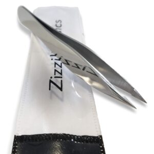 Zizzili Basics Elite Series Pointed Tweezers - Sharp Precision Tips + Surgical Grade Stainless Steel Tweezer for Professional Eyebrow and Facial Hair Removal