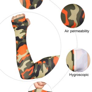Bememo 8 Pairs UV Sun Protection Arm Sleeves Cooling Anti Slip Tattoo Cover Sleeves with Thumb Holes for Men Women(Camouflage)