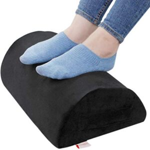 Ergonomic Foot Rest Cushion Under Desk with High Rebound Ergonomic Foam Non-Slip Half-Cylinder Footstool Footrest Ottoman for Home Office Desk Airplane Travel (Black)