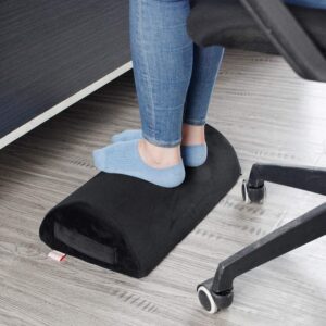 Ergonomic Foot Rest Cushion Under Desk with High Rebound Ergonomic Foam Non-Slip Half-Cylinder Footstool Footrest Ottoman for Home Office Desk Airplane Travel (Black)