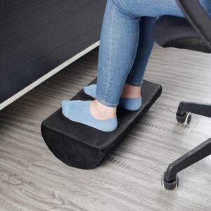 Ergonomic Foot Rest Cushion Under Desk with High Rebound Ergonomic Foam Non-Slip Half-Cylinder Footstool Footrest Ottoman for Home Office Desk Airplane Travel (Black)