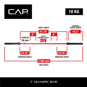 CAP Barbell ECO 7-Foot Olympic Bar, Red