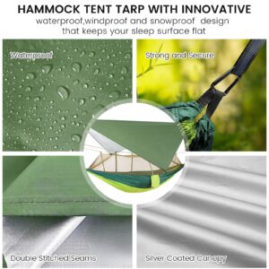 Portable Double Camping Hammock,2 Person Nylon Parachute Hammock with Mos-Quito Net Outdoor Hammocks Tent with Waterproof Rainfly Awning for Outdoors Camping Backpacking Hiking Travel