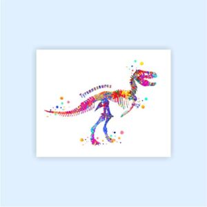 Dignovel Studios Unframed (Set of 6) 8X10 T Rex Stegosaurus Triceratops Pterodactylus Parasaurolophus Spinosaurus Watercolor Dinosaur Skeleton Nursery Decor dnc2