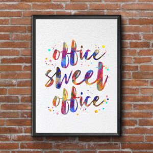 Dignovel Studios Unframed 8X10 Watercolor Office Sign Print Quotes Office Sweet office Funny Watercolor Art Print dnc37