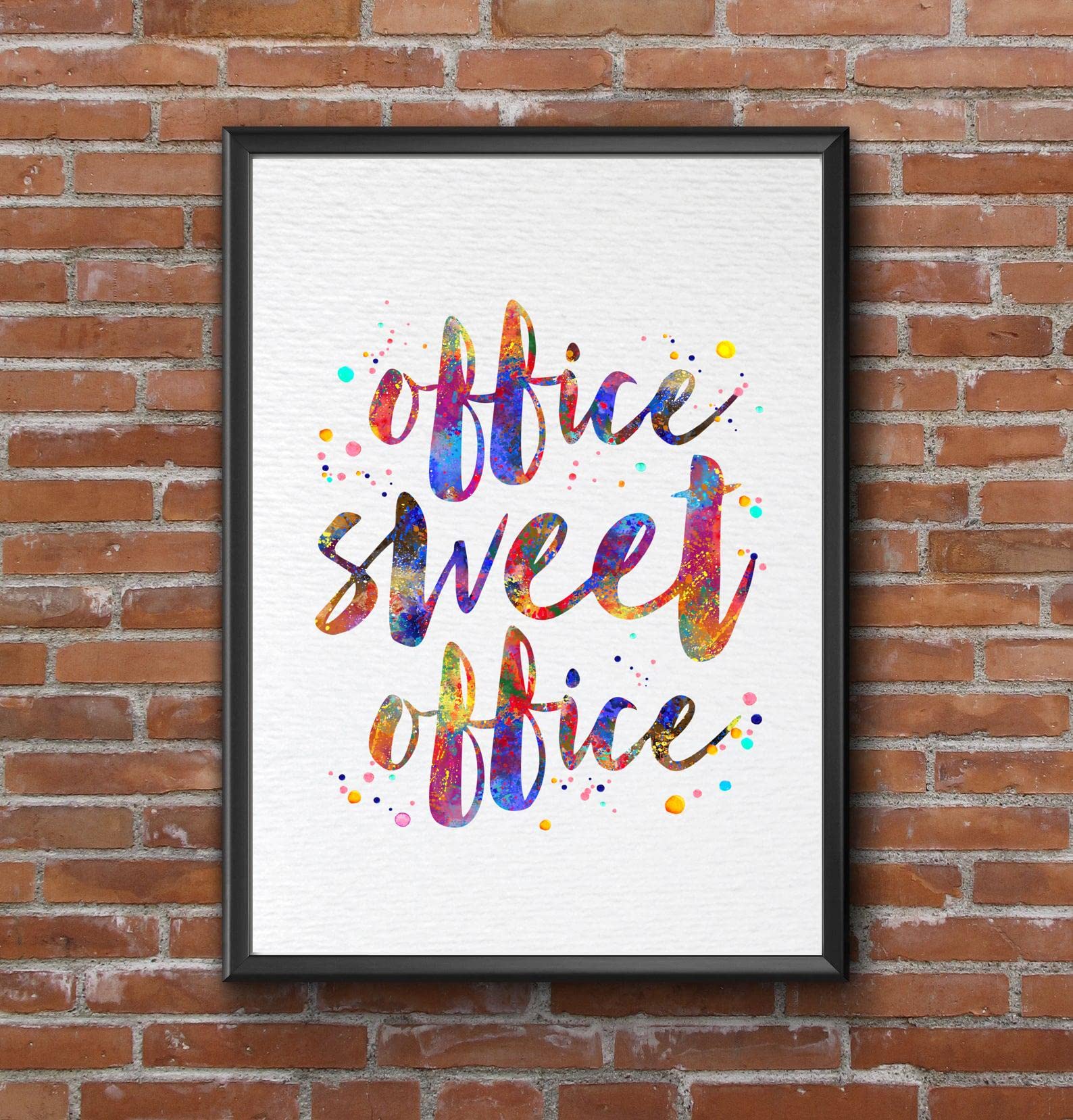 Dignovel Studios Unframed 8X10 Watercolor Office Sign Print Quotes Office Sweet office Funny Watercolor Art Print dnc37