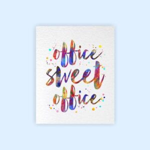 Dignovel Studios Unframed 8X10 Watercolor Office Sign Print Quotes Office Sweet office Funny Watercolor Art Print dnc37