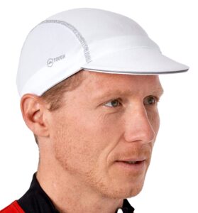 tough headwear cycling cap - cycling hat - helmet liner - helmet brim - bike cap - bike hat - brim for bike helmet - bike hat under helmet men & women white