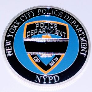 NYPD New York Police Officer Mourning Band Colorized Challenge Art Coin