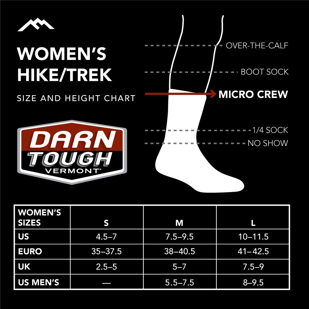 Darn Tough Women's Sobo Micro Crew Lightweight Hiking Sock (Style 1977) - Gray, Large