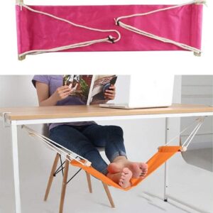 Home-organizer Tech Portable Adjustable Foot Hammock for Corner Desk Office Foot Rest Mini Under Desk Foot Rest Hammock for Home, Office, Airplane, Travel, Study and Relaxing (Pink)