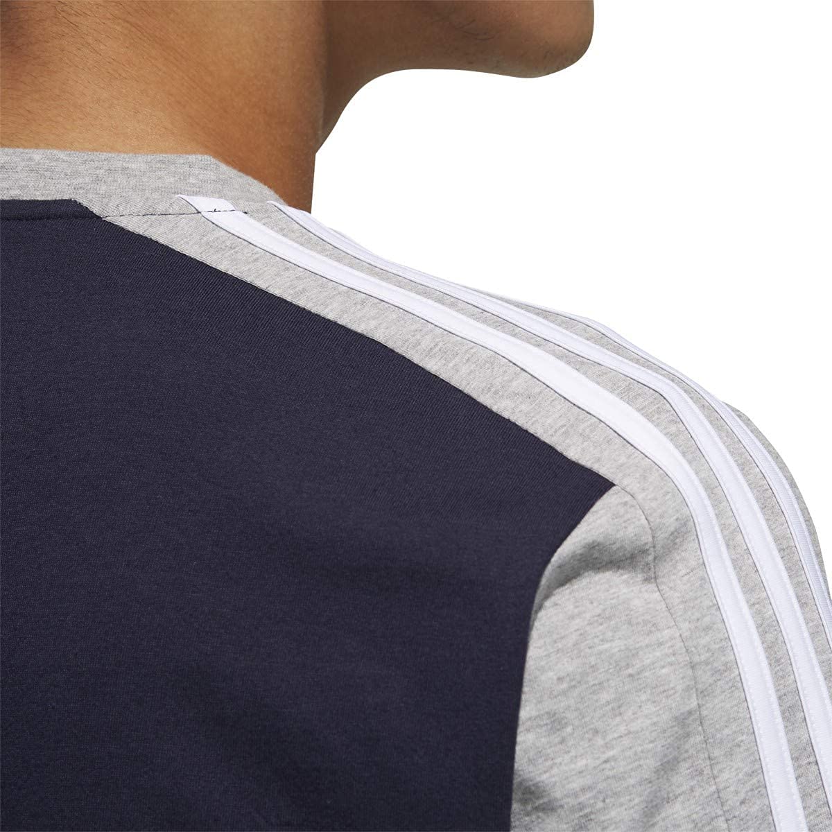 adidas Men’s Essential Colorblock Tee, Medium Grey Heather/Legend Ink/White, Medium