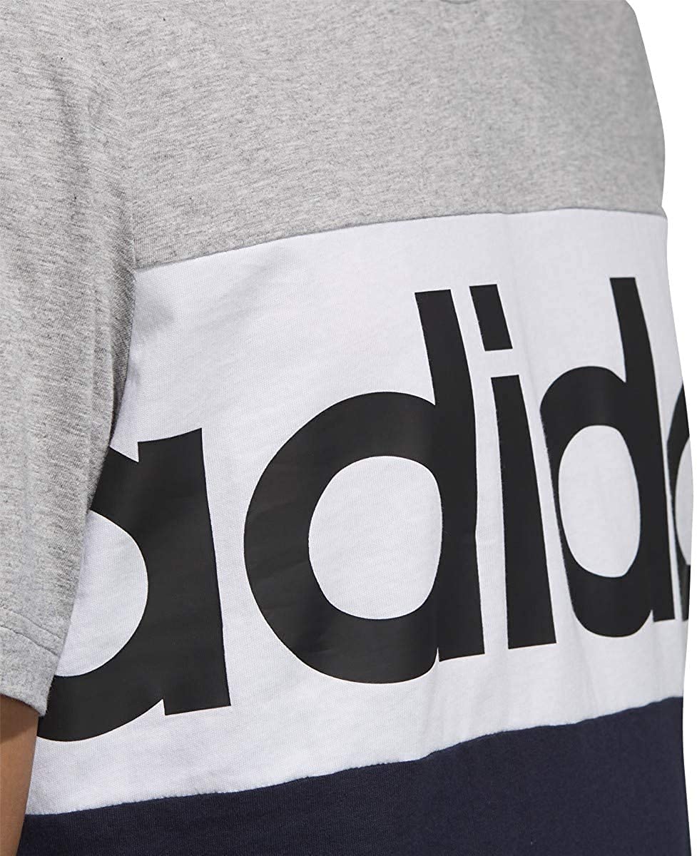 adidas Men’s Essential Colorblock Tee, Medium Grey Heather/Legend Ink/White, Medium