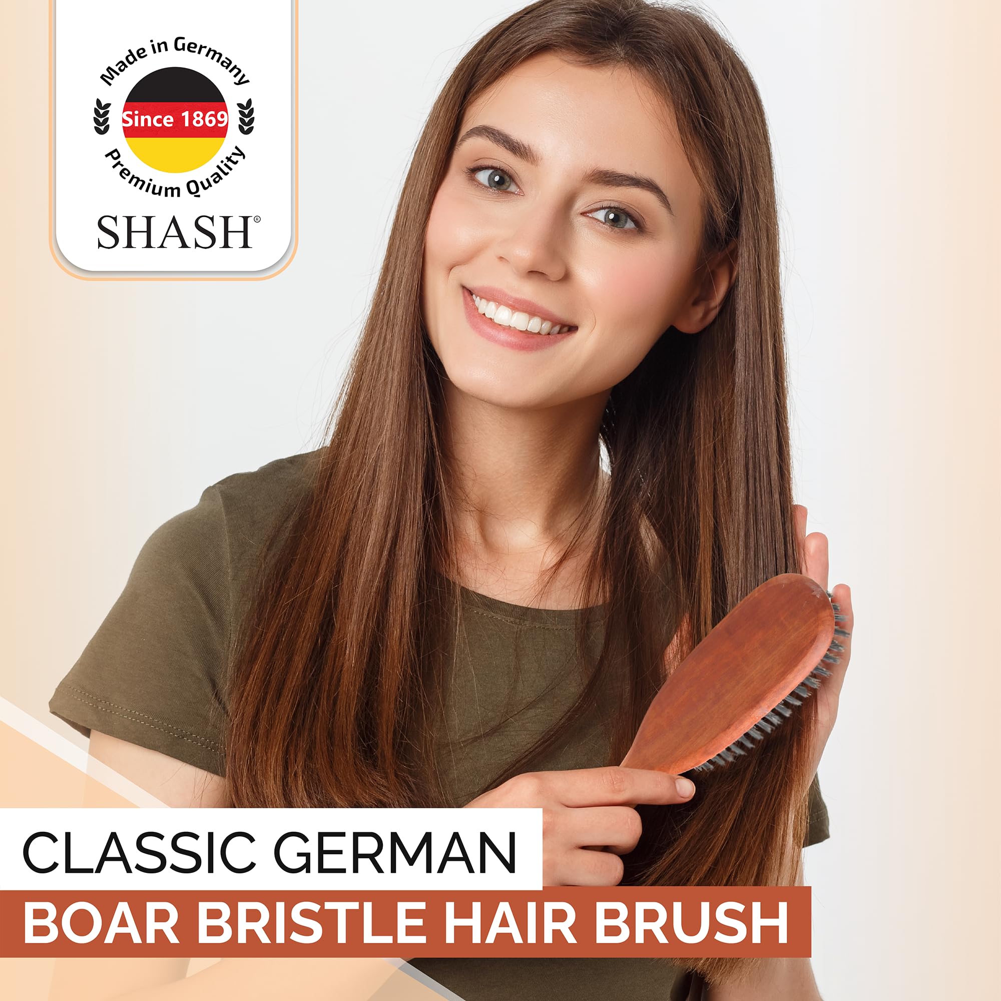 Classic German Boar Bristle Hair Brush Since 1869 - Conditions Hair, Improves Texture, Exfoliates Scalp