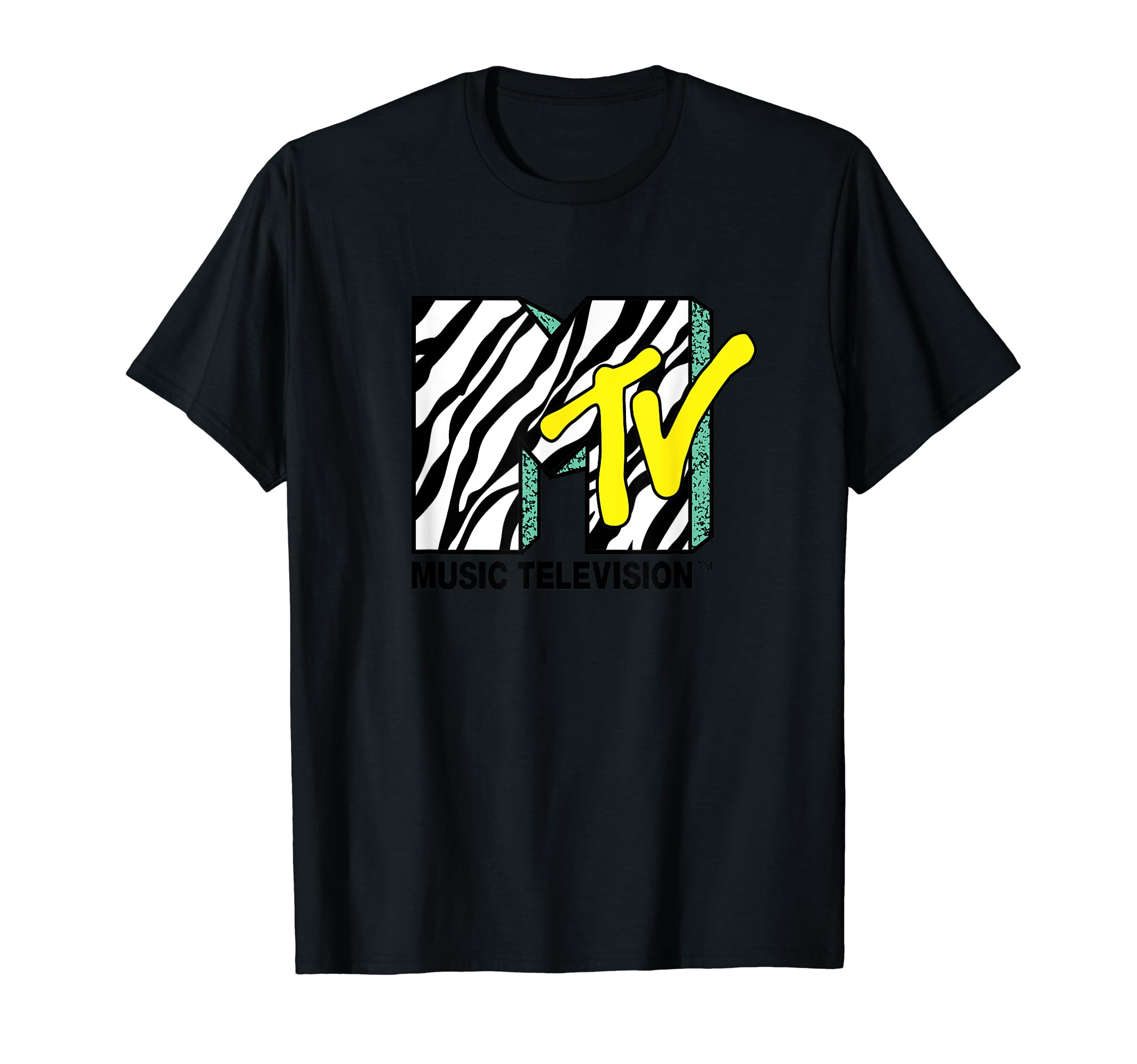 Mtv Logo With Zebra Treatment With Yellow Color Fill T-Shirt