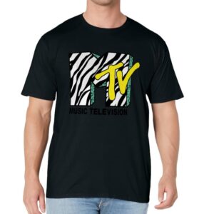 Mtv Logo With Zebra Treatment With Yellow Color Fill T-Shirt