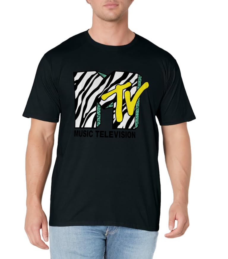 Mtv Logo With Zebra Treatment With Yellow Color Fill T-Shirt