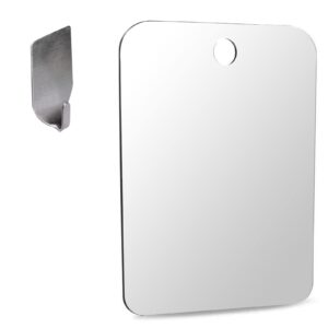 DFLLLO Large Fogless Shower Mirror, Anti-Fog Shower Mirror (12”X7.48 ”), Fog-Free Travel Shave Mirror, Shatterproof Shaving Mirror, Wall Hanging Mirror, Portable Makeup Mirror