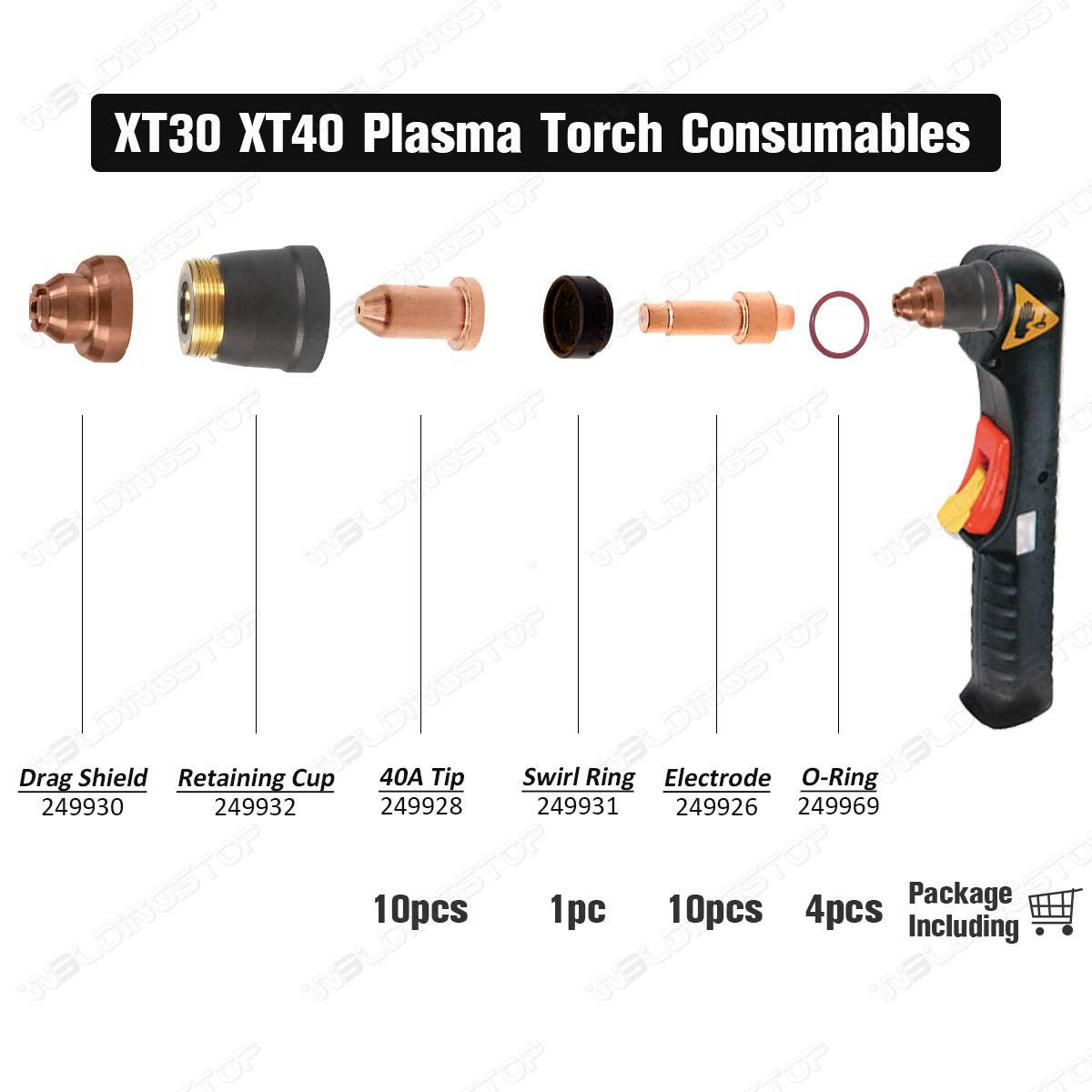 Plasma Spectrum 625 X-TREME Cutter 375 Electrode 249926 Nozzle 249928 Gas Diffuser O-Ring Cutting Consumables NOT Miller Original Pack-25