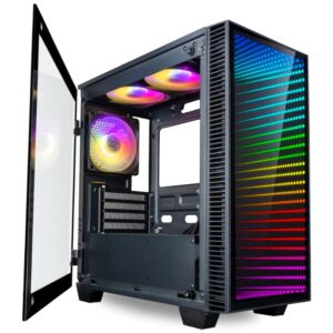 empowered pc continuum micro 26l matx mid tower gaming desktop computer case with 6 argb 600-2000rpm pwm fans pre-installed, dual mode (3p mobo + remote) control & atx psu & 347x166x89mm gpu clearance