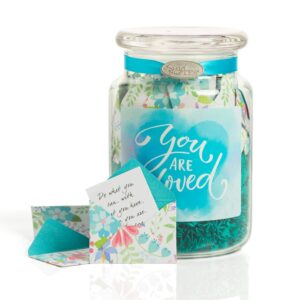 KindNotes Glass Keepsake Gift Jar with Birthday Messages - Fresh Cut Floral You are Loved Design