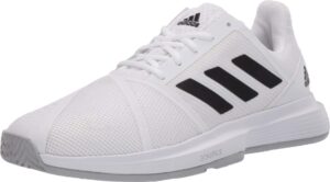 adidas men's courtjam bounce tennis shoe, ftwr white/core black/matte silver, 9 m us