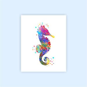 Dignovel Studios Unframed (Set of 6) 8X10 Ocean life Wall Art Print Watercolor Sea Turtle Sea Horse Whale Lobster Octopus Print Set kids Room Decor dnc7