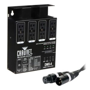 chauvet dj dmx-4led 4-channel dimmer pack with american dj accu-cable 3-pin dmx cable (50') bundle