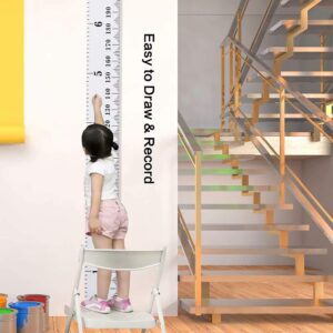 Smlper Growth Chart for Kids,Child Height Chart Ruler for Wall,Wood Frame Fabric Canvas Height Measurement Ruler for Kids Nursery Room,Removable Wall Decor 79"x7.9"