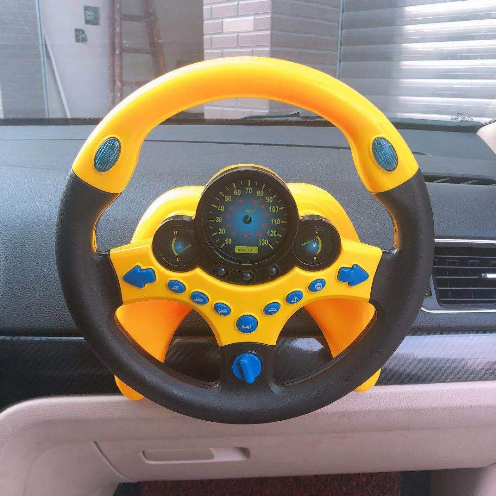 Coherny Simulated Driving Controller Portable Simulated Driving Steering Wheel Copilot Toy Children's Educational Sounding Toy Small Steering Wheel Toy Gift Funny Interactive Driving Wheel with Music