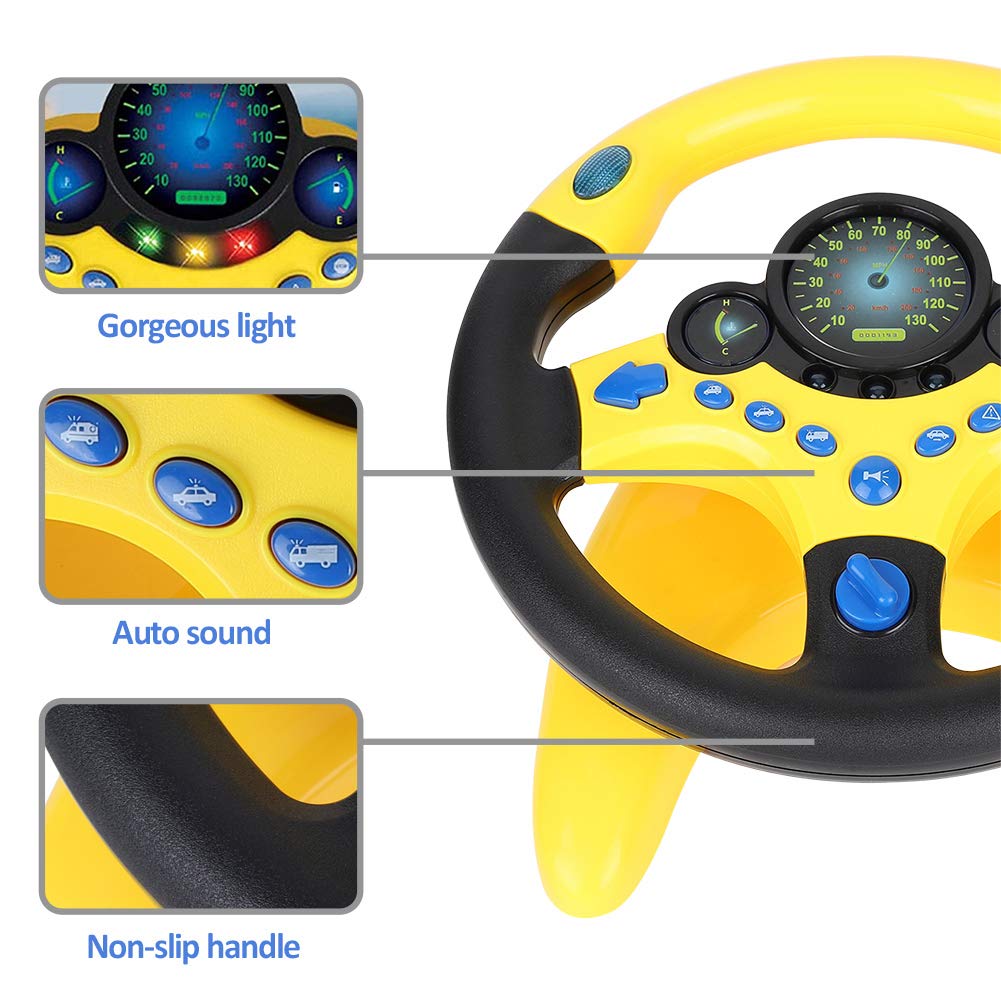 Coherny Simulated Driving Controller Portable Simulated Driving Steering Wheel Copilot Toy Children's Educational Sounding Toy Small Steering Wheel Toy Gift Funny Interactive Driving Wheel with Music