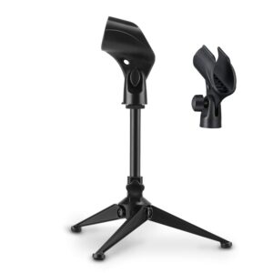 moukey desk mic stand universal, adjustable desktop mic stand portable foldable, tripod mic table stand with small plastic, microphone stand for sm57 sm58 sm86 sm87 blue yetiblue snowball ice