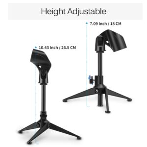 Moukey Desk Mic Stand Universal, Adjustable Desktop Mic Stand Portable Foldable, Tripod Mic Table Stand with Small Plastic, Microphone Stand for Sm57 Sm58 Sm86 Sm87 Blue YetiBlue Snowball iCE