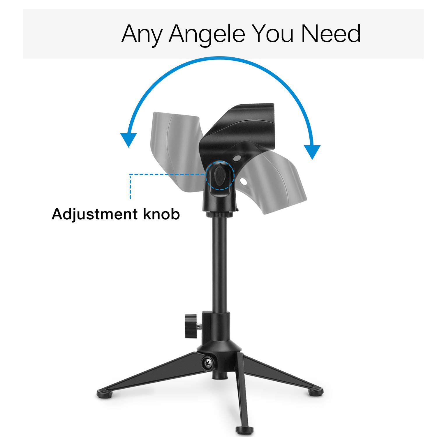 Moukey Desk Mic Stand Universal, Adjustable Desktop Mic Stand Portable Foldable, Tripod Mic Table Stand with Small Plastic, Microphone Stand for Sm57 Sm58 Sm86 Sm87 Blue YetiBlue Snowball iCE