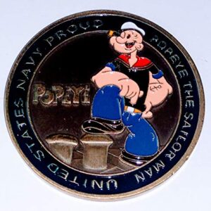 Navy Proud Popeye Sailor Colorized Challenge Art Coin