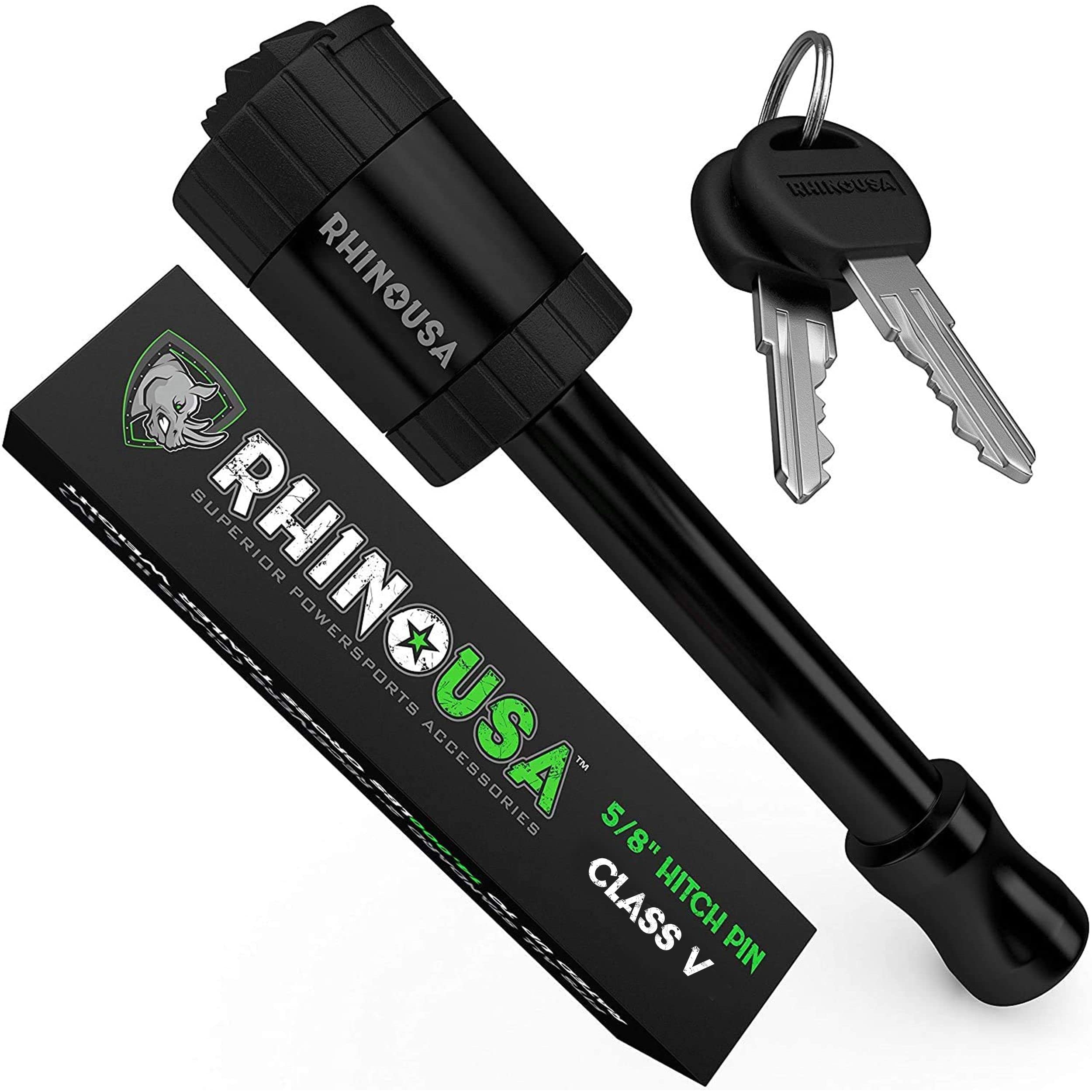 Rhino USA Trailer Hitch Pin - Patented 5/8" Locking Receiver Hitch Pins for Class III IV Hitches - Weatherproof Anti-Theft Lockable Pin with Dust, Mud & Gunk Protection - Used to Tow Truck, Boat, Bike