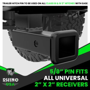 Rhino USA Trailer Hitch Pin - Patented 5/8" Locking Receiver Hitch Pins for Class III IV Hitches - Weatherproof Anti-Theft Lockable Pin with Dust, Mud & Gunk Protection - Used to Tow Truck, Boat, Bike