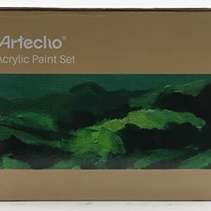 Artecho Acrylic Paint Set 24 Colors 2oz/59ml, Art Craft Paint for Art Supplies, Paint for Canvas, Rocks, Wood, Fabric and Ceramic, Non Toxic Paint for Artists, Students, Beginners and Adults