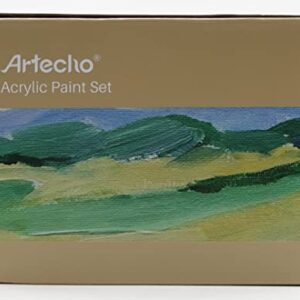 Artecho Acrylic Paint Set 24 Colors 2oz/59ml, Art Craft Paint for Art Supplies, Paint for Canvas, Rocks, Wood, Fabric and Ceramic, Non Toxic Paint for Artists, Students, Beginners and Adults