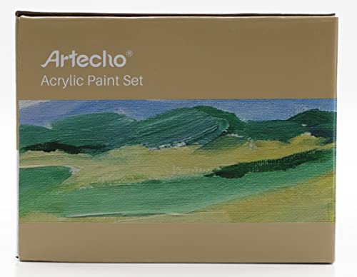 Artecho Acrylic Paint Set 24 Colors 2oz/59ml, Art Craft Paint for Art Supplies, Paint for Canvas, Rocks, Wood, Fabric and Ceramic, Non Toxic Paint for Artists, Students, Beginners and Adults