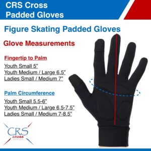CRS Cross Padded Skating Gloves - Warm Padded Protection for Ice Skating Practice, Figure Skating Testing, Dance Competition, Roller Skating and Cheer. (Black, Youth Small- Toddler)